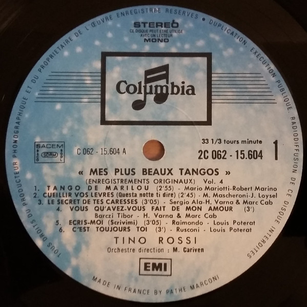 Tino Rossi - Mes Plus Beaux Tangos | Columbia (2C 062 - 15.604) - 4