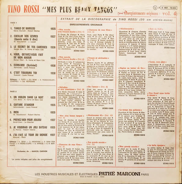 Tino Rossi - Mes Plus Beaux Tangos | Columbia (2C 062 - 15.604) - 3