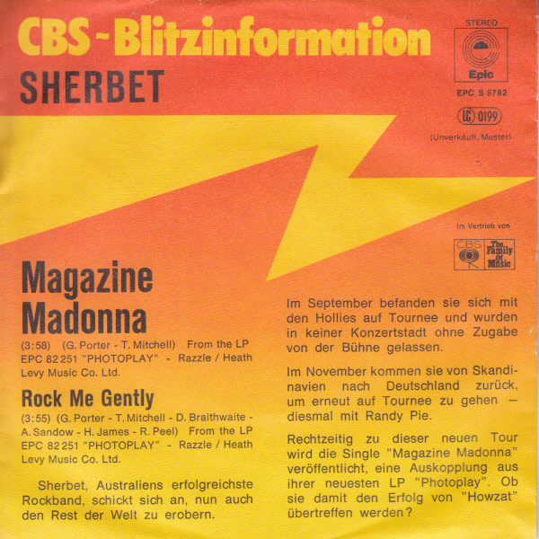 Sherbet - Magazine Madonna | Epic (EPC S 5782) - main