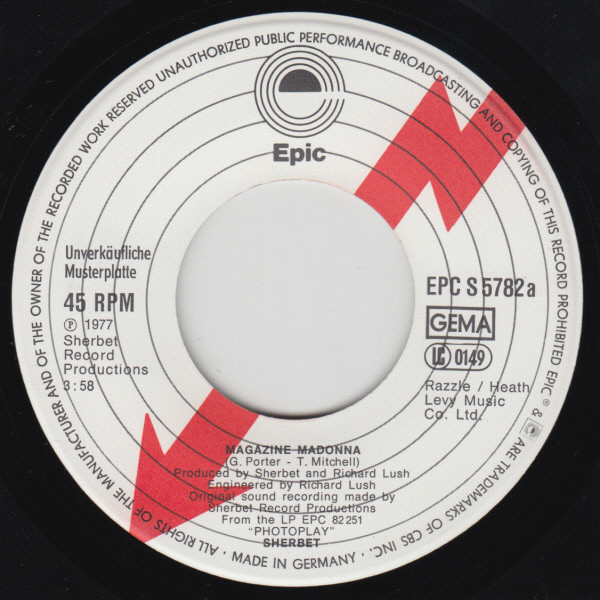 Sherbet - Magazine Madonna | Epic (EPC S 5782) - 3