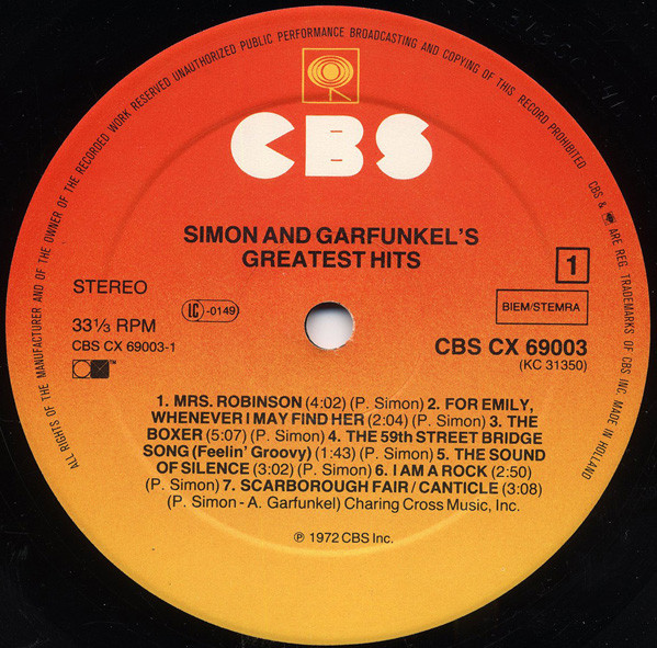 Simon & Garfunkel - Simon And Garfunkel's Greatest Hits | CBS (CX 69003) - 2