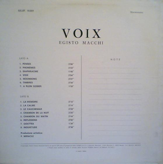 Egisto Macchi - Voix | Gemelli (GG.ST. 10031) - 2 Egisto Macchi - Voix | Gemelli (GG.ST. 10031) - 2