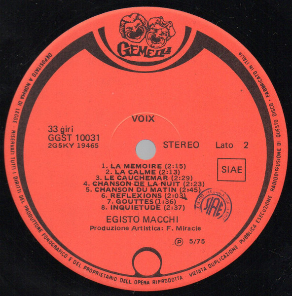 Egisto Macchi - Voix | Gemelli (GG.ST. 10031) - 4 Egisto Macchi - Voix | Gemelli (GG.ST. 10031) - 4