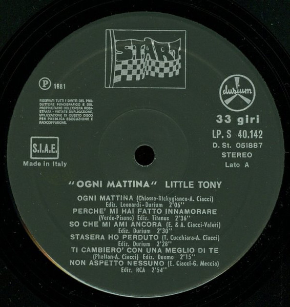 Little Tony - Ogni Mattina | Durium Start (LP. S 40.142) - 3 Little Tony - Ogni Mattina | Durium Start (LP. S 40.142) - 3