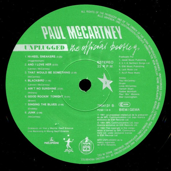 Paul McCartney - Unplugged (The Official Bootleg) | Parlophone (7964131) - 4 Paul McCartney - Unplugged (The Official Bootleg) | Parlophone (7964131) - 4