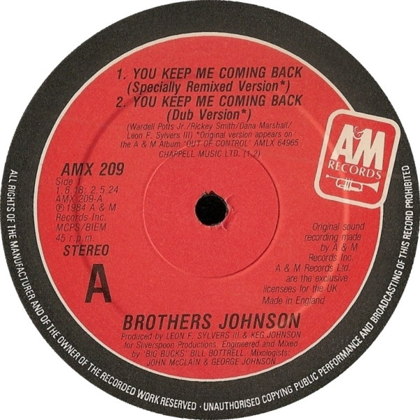 Brothers Johnson - You Keep Me Coming Back | A&M Records (AMX 209) - 2