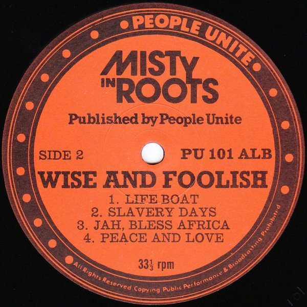 Misty In Roots - Wise And Foolish | People Unite (PU 101 ALB) - 4