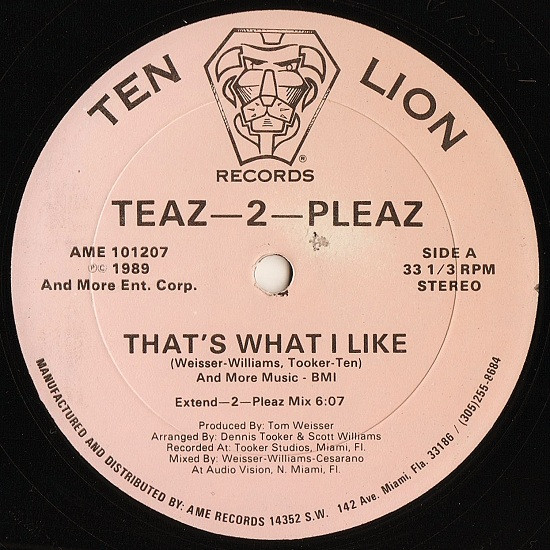 Teaz II Pleaz - That's What I Like | Ten-Lion Records (AME 101207) - main