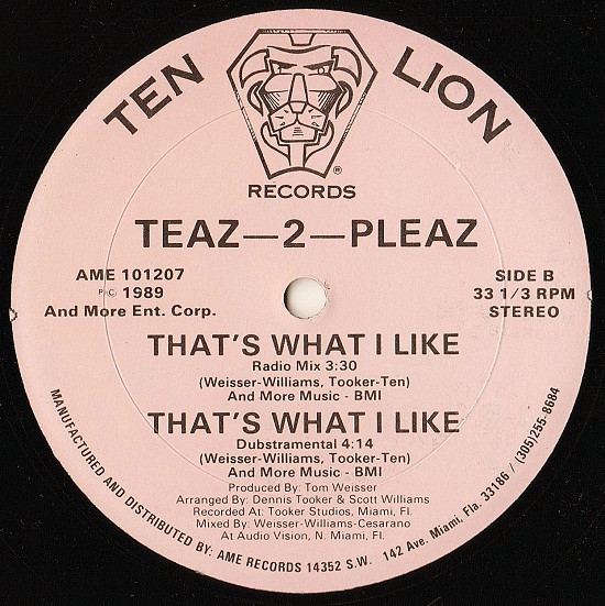 Teaz II Pleaz - That's What I Like | Ten-Lion Records (AME 101207) - 2