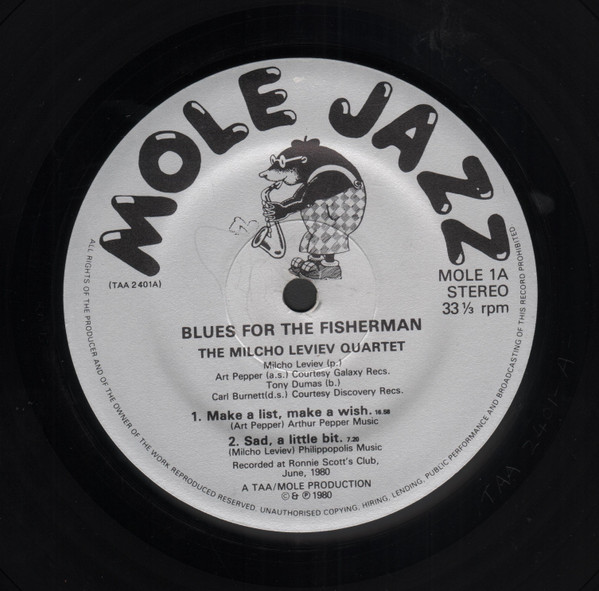 The Milcho Leviev Quartet - Blues For The Fisherman | Mole Jazz (MOLE 1) - 3