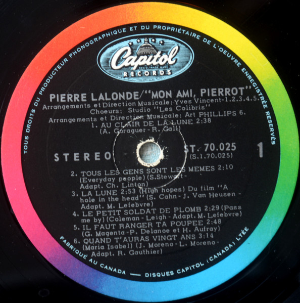 Pierre Lalonde - Mon Ami Pierrot | Capitol Records (ST 70.025) - 3 Pierre Lalonde - Mon Ami Pierrot | Capitol Records (ST 70.025) - 3