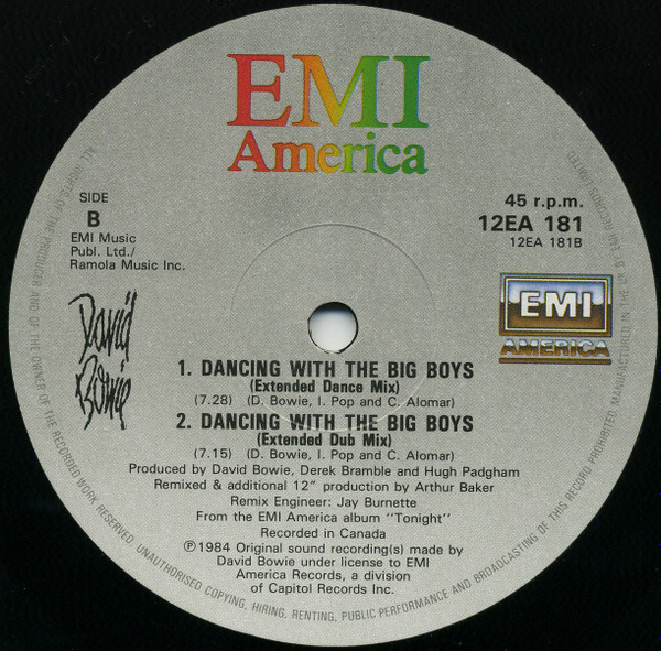 David Bowie - Blue Jean (Extended Dance Mix) | EMI America (12EA 181) - 4