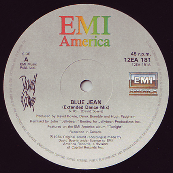 David Bowie - Blue Jean (Extended Dance Mix) | EMI America (12EA 181) - 3
