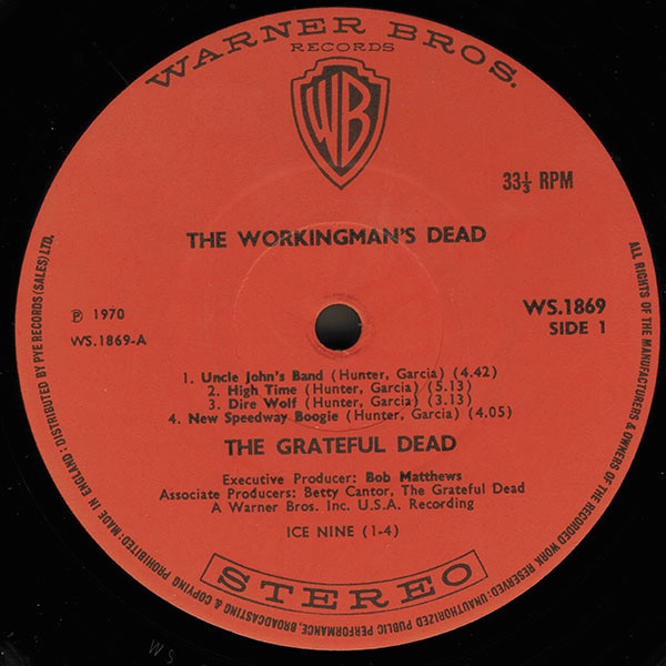 The Grateful Dead - Workingman's Dead | Warner Bros. Records (WS 1869) - 3 The Grateful Dead - Workingman's Dead | Warner Bros. Records (WS 1869) - 3