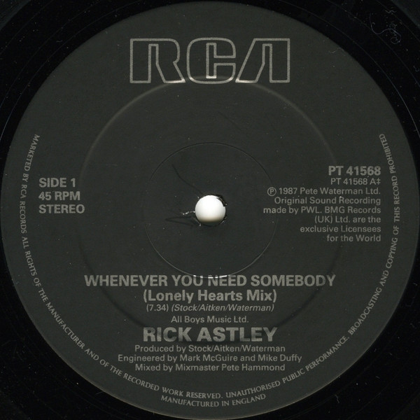 Rick Astley - Whenever You Need Somebody | RCA (PT 41568) - 2