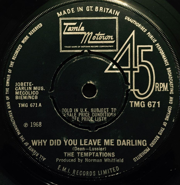 The Temptations - Why Did You Leave Me Darling | Tamla Motown (TMG 671) - main