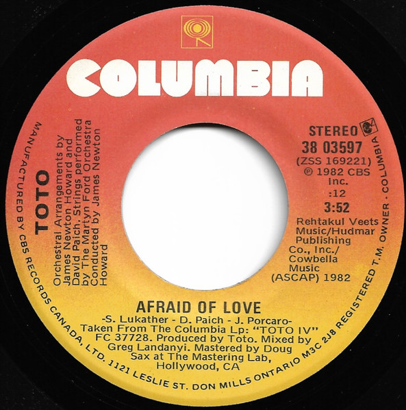 Toto - I Won't Hold You Back | Columbia (38 03597) - 4