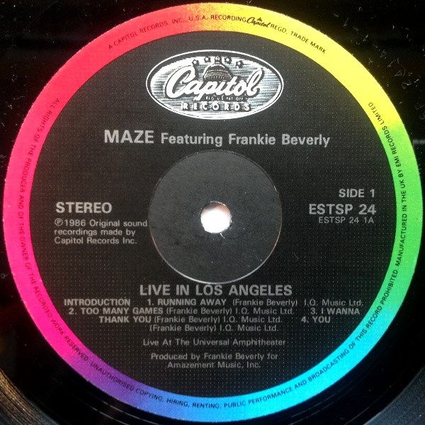 Maze Featuring Frankie Beverly - Live In Los Angeles | Capitol Records (ESTSP 24) - 4 Maze Featuring Frankie Beverly - Live In Los Angeles | Capitol Records (ESTSP 24) - 4