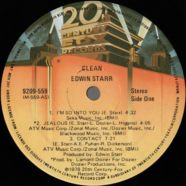 Edwin Starr - Clean | 20th Century Fox Records (9209-559) - 3