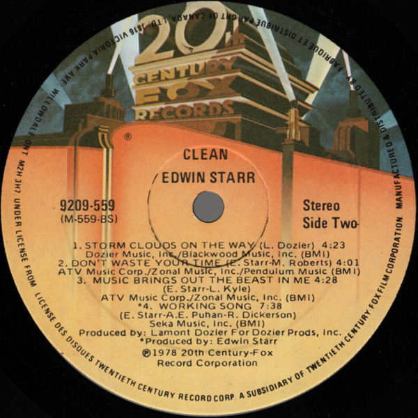 Edwin Starr - Clean | 20th Century Fox Records (9209-559) - 4