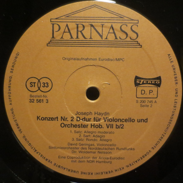 Joseph Haydn - David Geringas - Leopold Hager - Woldemar Nelsson - RIAS Symphonie-Orchester Berlin - NDR Sinfonieorchester - Cellokonzerte Nr.1 & 2 | Parnass (32 561 3) - 4