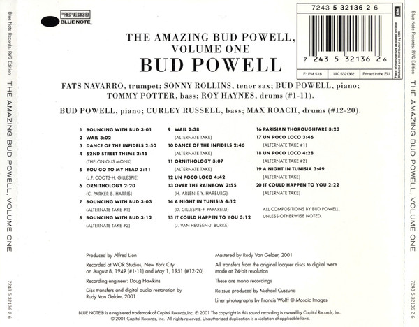 Bud Powell - The Amazing Bud Powell, Volume One | Blue Note (7243 5 32136 2 6) - 2 Bud Powell - The Amazing Bud Powell, Volume One | Blue Note (7243 5 32136 2 6) - 2