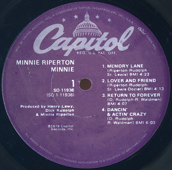 Minnie Riperton - Minnie | Capitol Records (SO-11936) - 3 Minnie Riperton - Minnie | Capitol Records (SO-11936) - 3