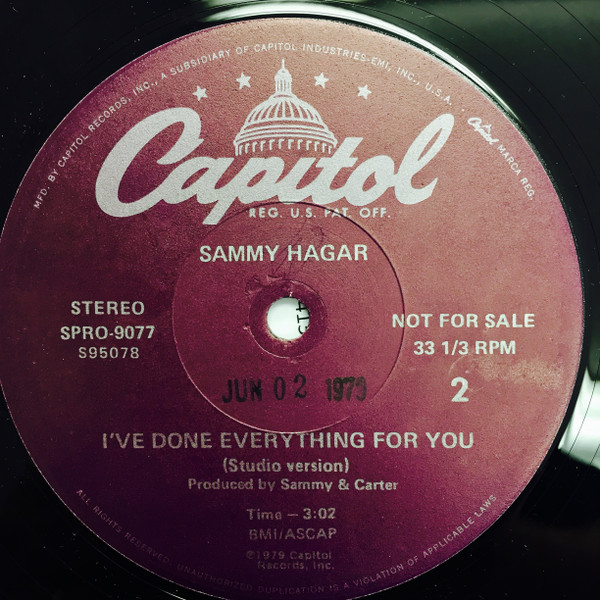 Sammy Hagar - (Sittin' On) The Dock Of The Bay | Capitol Records (SPRO-9074 / 9077) - 4