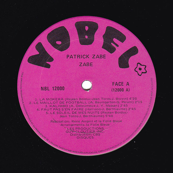 Patrick Zabé - Zabé Disco [Vinyl] | Nobel (NBL 12000) - 3