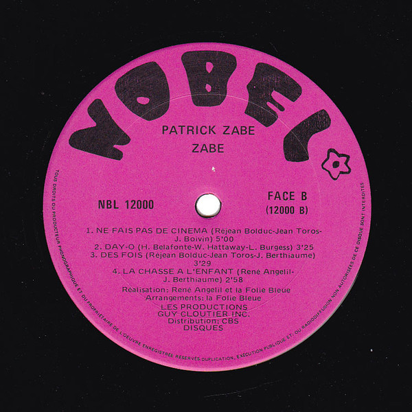 Patrick Zabé - Zabé Disco [Vinyl] | Nobel (NBL 12000) - 4