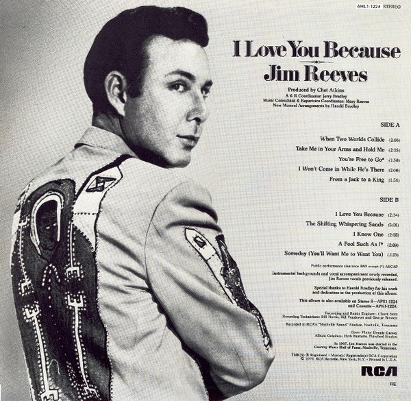 Jim Reeves - I Love You Because | RCA Victor (AHL1-1224) - 2