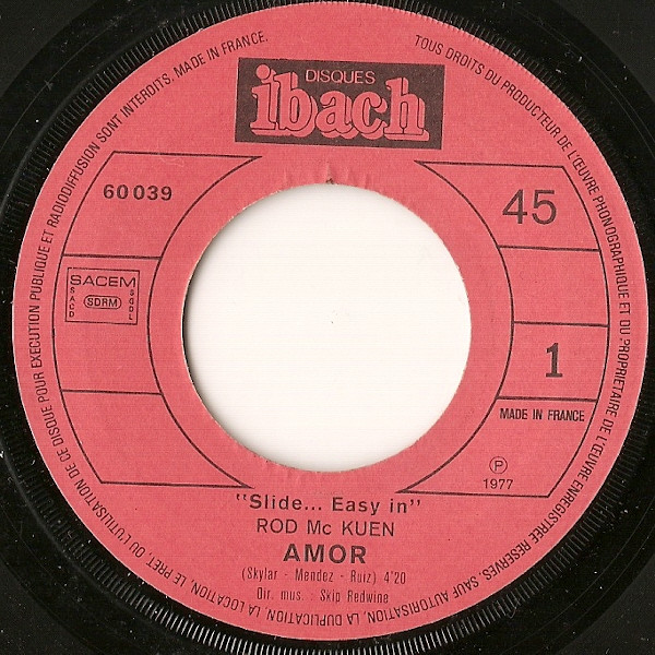 Rod McKuen - Amor, Amor / Slide... Easy In | Disques Ibach (60 039) - 3