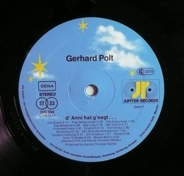 Gerhard Polt - D'Anni Hat G'Sagt | Jupiter Records (200 394-315) - 3 Gerhard Polt - D'Anni Hat G'Sagt | Jupiter Records (200 394-315) - 3