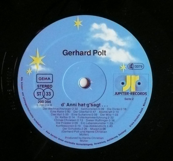 Gerhard Polt - D'Anni Hat G'Sagt | Jupiter Records (200 394-315) - 4 Gerhard Polt - D'Anni Hat G'Sagt | Jupiter Records (200 394-315) - 4