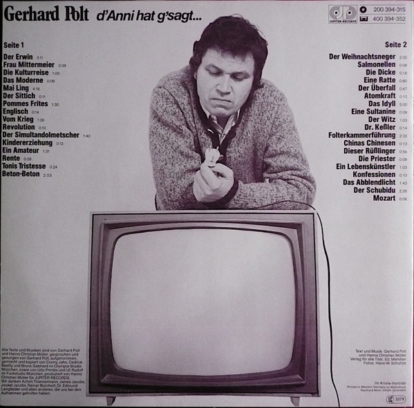 Gerhard Polt - D'Anni Hat G'Sagt | Jupiter Records (200 394-315) - 2 Gerhard Polt - D'Anni Hat G'Sagt | Jupiter Records (200 394-315) - 2