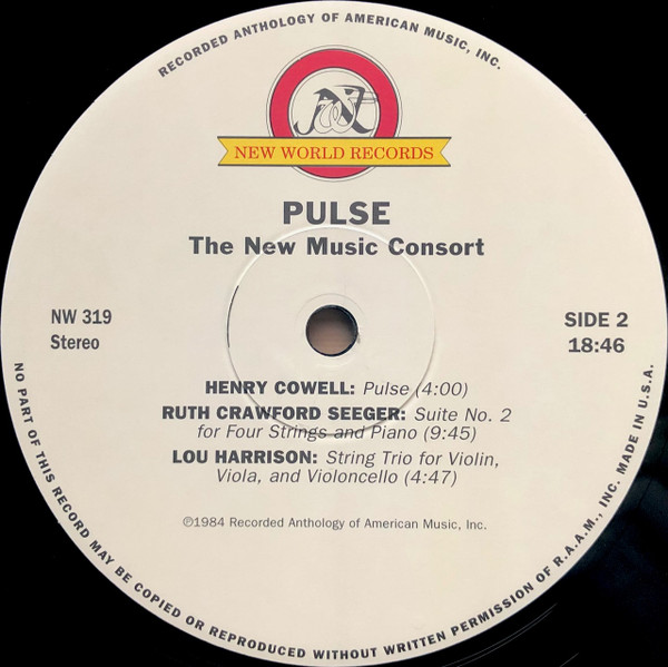 The New Music Consort Pulse: Works By John Cage • Lou Harrison • Henry Cowell • Ruth Crawford Seeger - Pulse (Works For Percussion And Strings) | Classic Records (NW 319) - 4 The New Music Consort Pulse: Works By John Cage • Lou Harrison • Henry Cowell • Ruth Crawford Seeger - Pulse (Works For Percussion And Strings) | Classic Records (NW 319) - 4