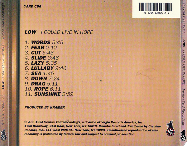 Low - I Could Live In Hope | Vernon Yard Recordings (YARD CD6) - 2