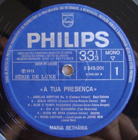 Maria Bethânia - A Tua Presença | Philips (6349.001) - 3 Maria Bethânia - A Tua Presença | Philips (6349.001) - 3