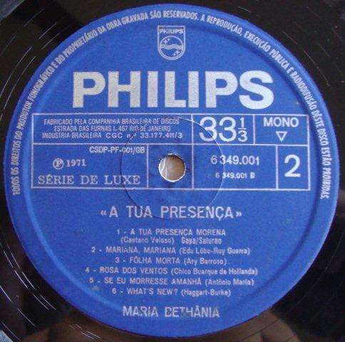 Maria Bethânia - A Tua Presença | Philips (6349.001) - 4 Maria Bethânia - A Tua Presença | Philips (6349.001) - 4