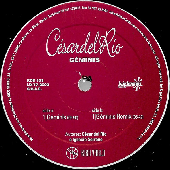 César Del Rio - Géminis | Kidesol Records (KDS 103) - 3