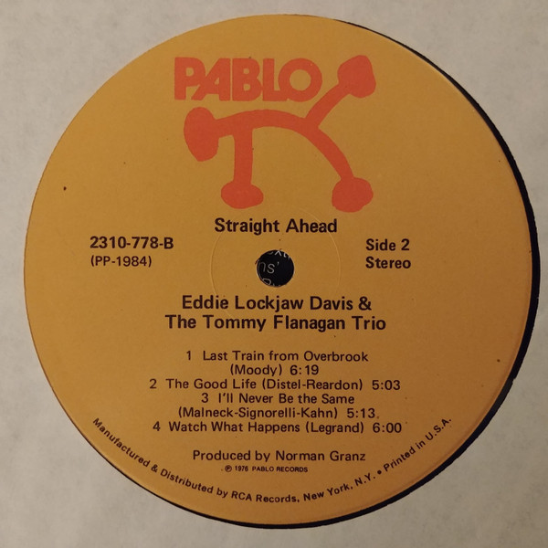 Eddie "Lockjaw" Davis With Tommy Flanagan Trio - Straight Ahead | Pablo Records (2310-778)