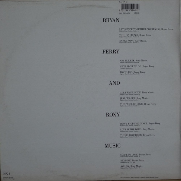 Bryan Ferry / Roxy Music - Bryan Ferry - The Ultimate Collection With Roxy Music | EG (EGTV 2) - 2