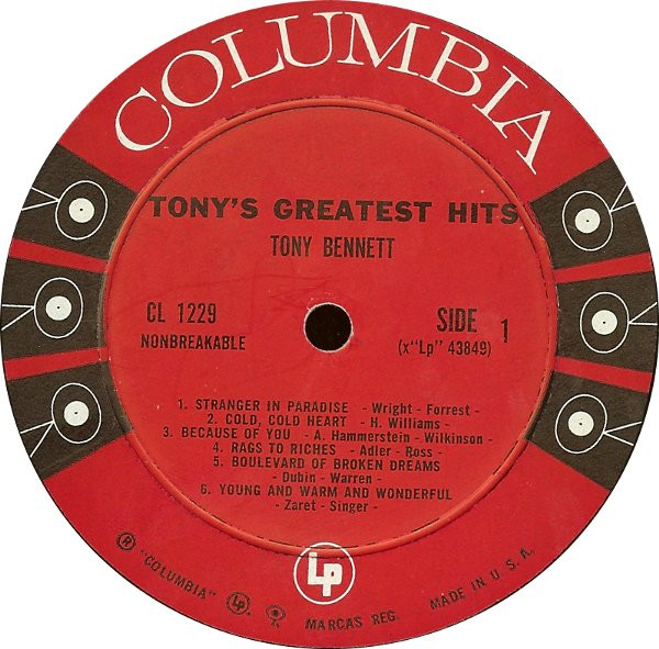 Tony Bennett - Tony's Greatest Hits | Columbia (CL 1229) - 2 Tony Bennett - Tony's Greatest Hits | Columbia (CL 1229) - 2