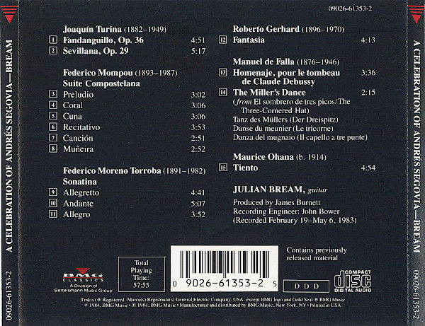 Julian Bream - A Celebration Of Andrés Segovia | RCA Victor Gold Seal (09026 61353 2) - 3 Julian Bream - A Celebration Of Andrés Segovia | RCA Victor Gold Seal (09026 61353 2) - 3