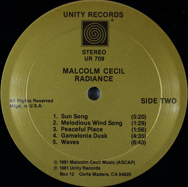 Malcolm Cecil - Radiance | Unity Records (UR 709) - 4