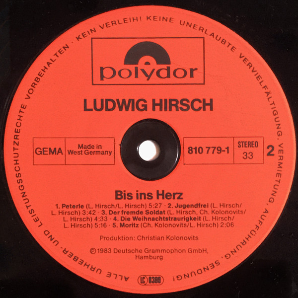 Ludwig Hirsch - Bis Ins Herz | Polydor (810 779-1) - 4 Ludwig Hirsch - Bis Ins Herz | Polydor (810 779-1) - 4
