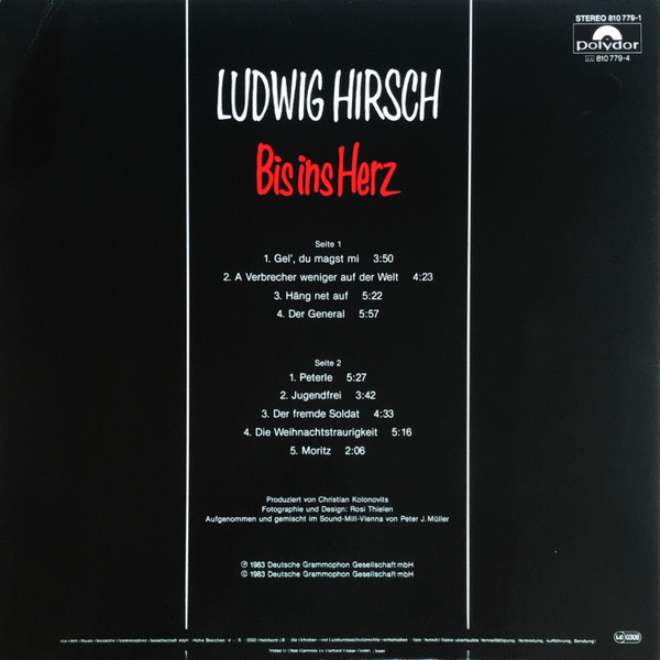 Ludwig Hirsch - Bis Ins Herz | Polydor (810 779-1) - 2 Ludwig Hirsch - Bis Ins Herz | Polydor (810 779-1) - 2