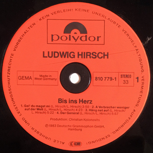 Ludwig Hirsch - Bis Ins Herz | Polydor (810 779-1) - 3 Ludwig Hirsch - Bis Ins Herz | Polydor (810 779-1) - 3