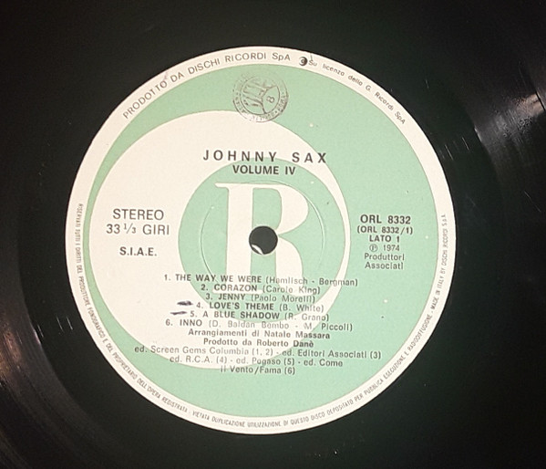 Johnny Sax - Volume IV | Ricordi (ORL 8332) - 3 Johnny Sax - Volume IV | Ricordi (ORL 8332) - 3
