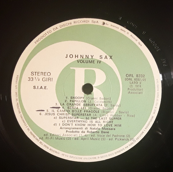 Johnny Sax - Volume IV | Ricordi (ORL 8332) - 4 Johnny Sax - Volume IV | Ricordi (ORL 8332) - 4